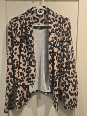 Leopard Print Open Front Jacket - HEIMiSH USA Brand